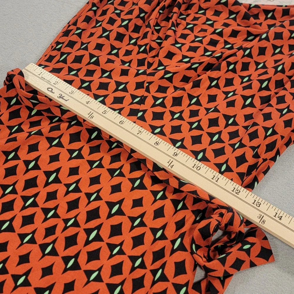 Diane‎ von Furstenberg Silk Dress Geometric Print Cowl Neck Orange Black Women 0